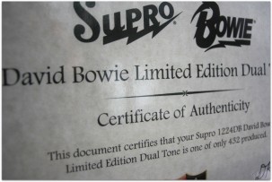 SUPRO "David Bowie Dual Tone LIMITED, Number 40 of 432 Made Worldwide"