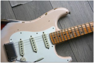 FENDER "Custom Shop 1959 Stratocaster Heavy Relic Limited Shell Pink over Three Choolate Sunburst"