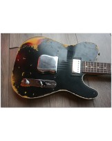 FENDER "Custom Shop Limited 60 HS Telecaster Custom Heavy Relic Aged Black over Three Tone Sunburst"