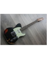 FENDER "Custom Shop Limited Rev Telecaster HS Heavy Relic, Antique Black over Three Tone Sunburst"