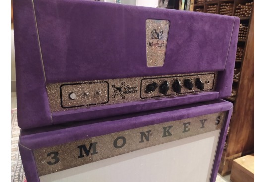 3 Monkeys &quot;Grease Head in Suede Purple Finish without Master Volume+Trapezoidal Purple Suede 2 x 12&quot;