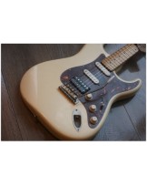 WOODSTOCK GUITARS "Oldboy, HSS, Olympic White with Reunion Blues Gigbag"