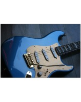 SQUIIER "40th Anniversary Stratocaster, Gold Edition, Lake Placid Blue, Indian Laurel" by Fender
