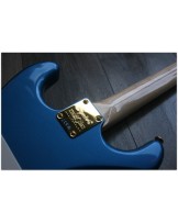SQUIIER "40th Anniversary Stratocaster, Gold Edition, Lake Placid Blue, Indian Laurel" by Fender