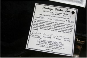 Heritage "The Heritage H157 Les Paul Custom of year 2003, original Hardcase and Papers"