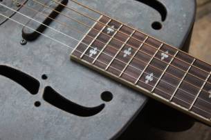 ROYALL Blues Hound Distressed Relic Brass Finish 14 Fret Single Cone Resonator With Pickup SOFTCASE,