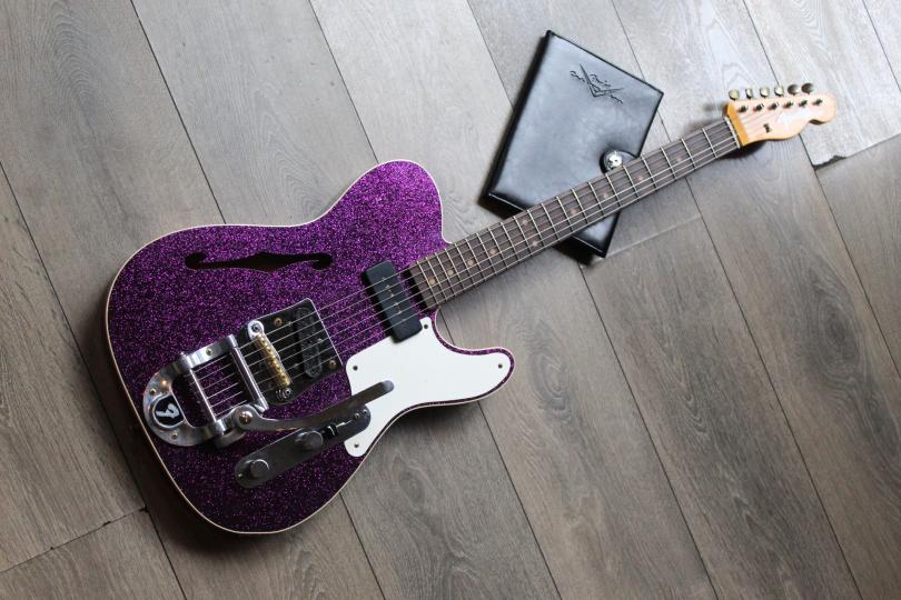 FENDER Custom Shop Limited P90 Tele Thinline Journeyman Relic Aged Magenta Sparkle, HARDCASE, 3, 23