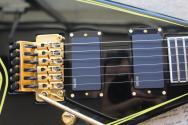 JACKSON MJ Series Rhoads RR24MG, Black with Yellow Pinstripes, Ebony Fingerboard, SOFTCASE