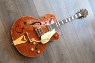 GRETSCH "G6120TGQM-56 Limited Edition Quilt Classic Chet Atkins, Hollow Body with Bigsby, Roundup Orange Stain Lacquer" HARDCASE