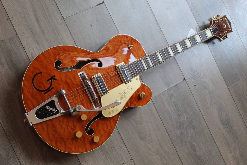 GRETSCH G6120TGQM-56 Limited Edition Quilt Classic Chet Atkins, Hollow Body with Bigsby, Roundup Orange, HARDCASE, 3, 11 KG