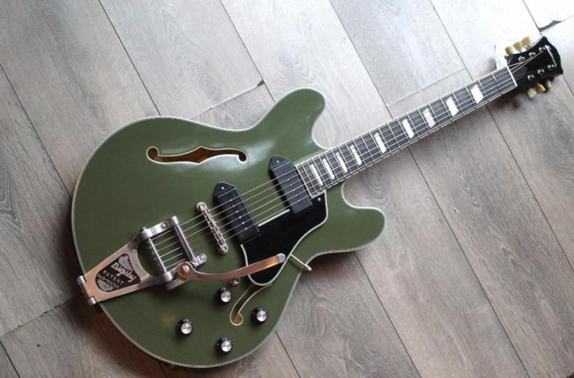 EASTMAN "LIMITED T64/TV LTD OD 16" Thinline Lollar P-90 BigsbY, Olive Drap" HARDCASE,ONLY 20 PIECES MADE!