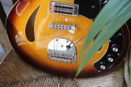 VINTAGE REVO Series 'Custom Supreme' Baritone VI Semi-Acoustic Guitar ~ Tobacco Sunburst