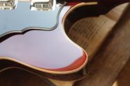 VINTAGE REVO Series 'Custom Supreme' Baritone VI Semi-Acoustic Guitar ~ Tobacco Sunburst