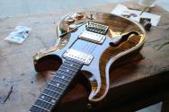PRS "DGT Semi-Hollow Electric Guitar, Tiger Eye, Moons" HARDCASE