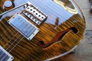 PRS "DGT Semi-Hollow Electric Guitar, Tiger Eye, Moons" HARDCASE